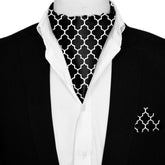 SILVER GEOMETRIC  SILK ASCOT AND POCKET SQUARE SET – PREMIUM COLLECTION